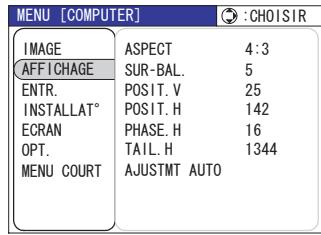 HITACHI PJ-TX 300 - Menu affichage - 1