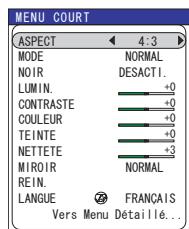 HITACHI PJ-TX 300 - Pour commuter de MENU COURT à MENU detailed - 1