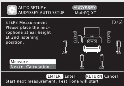 MARANTZ SR7005 - Disposez le microphone de configuration à la position 2, utilisez pour sélectionner "measure", puis appuyez sur ENTER. - 1