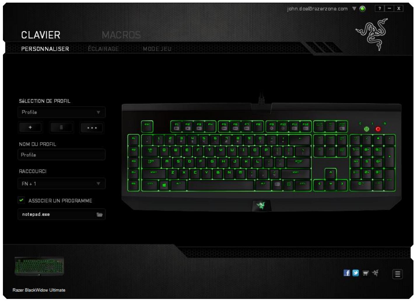RAZER BLACKWINDOWULTIMATE - Onglet personnaliser - 1