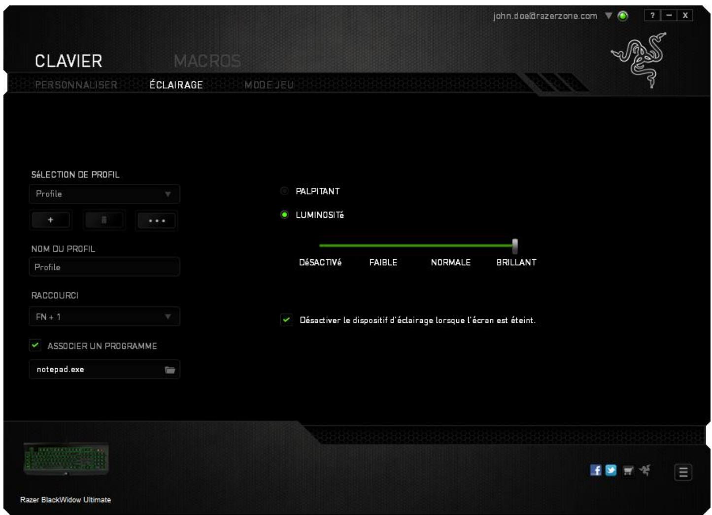 RAZER BLACKWINDOWULTIMATE - Onglet éclairage - 1