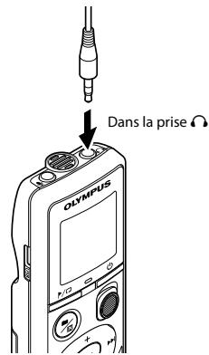 OLYMPUS VN-540 - Branchez les écouteurs sur la prise de l'enregistreur vocal. - 1