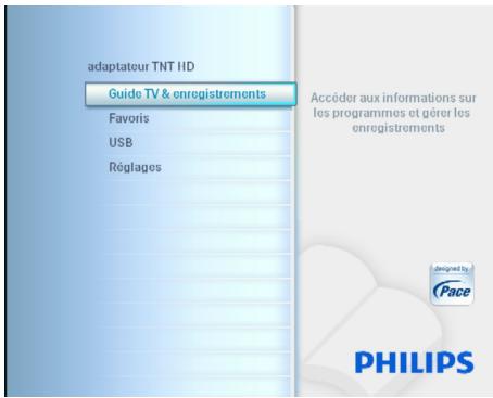PHILIPS DTR 5010 - Présentation du menu principal - 1