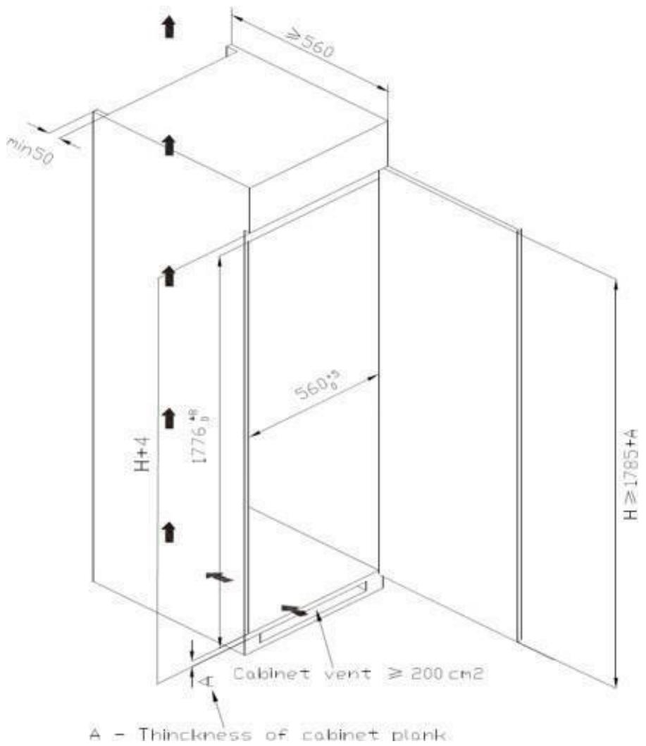 BRANDT BIF7855EN - Cabinet size requirement - 1