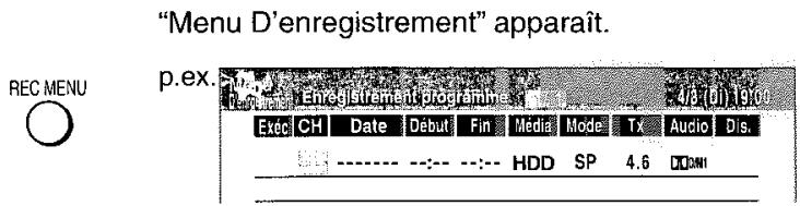 TOSHIBA RD-XS34 - Programmation de l'enregistrement (REC MENU) - 1