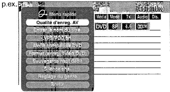 TOSHIBA RD-XS34 - 1) Appuyez sur QUICK MENU à l'étape 3 page 40. - 1
