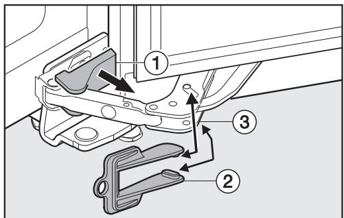 MIELE HWT6834SG - Pour inverser la butée de porte, vous avez besoin des outils suivants : - 2