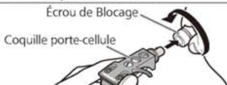 TECHNICS SL1210MK7 - Montez la coquille porte-cellule avec la cellule de lecture dans le bras de lecture. gardez la coquille porte-cellule horizontal et serrez l'écrou de blocage. - 1