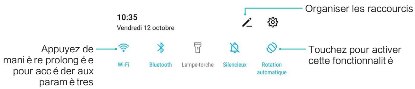 HONOR Smartphone8A2020 - Utiliser des boutons raccourci pour activer rapidement les fonctionnalités gratuites utilisées - 1