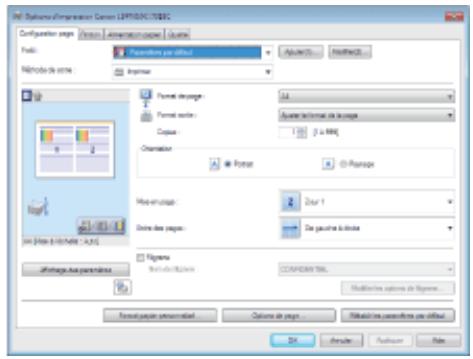 CANON LBP7018C - Modification des valeurs par défaut des options d'impression - 3