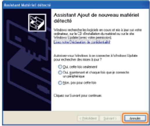 CANON LBP7018C - Si une fenêtre d'assistant s'affiche lors de l'installation automatique par plug-and-play (connexion USB) - 2