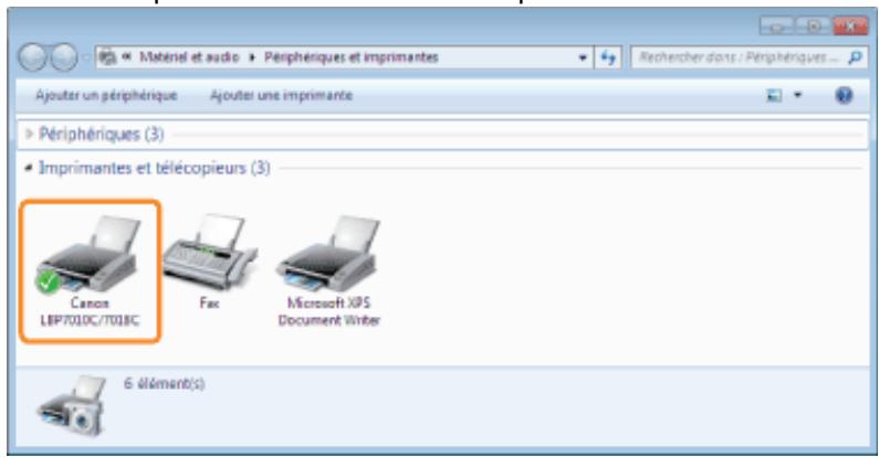 CANON LBP7018C - Affichage à partir du dossier des imprimantes - 1