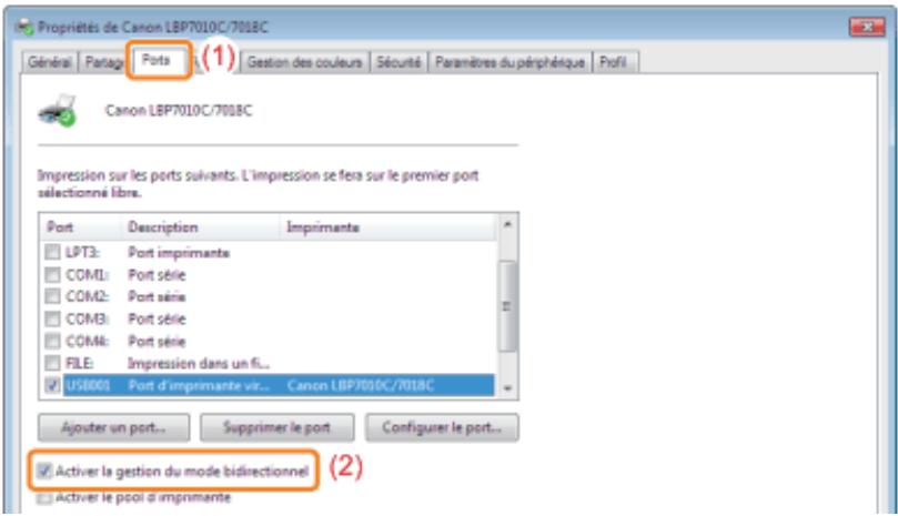 CANON LBP7018C - Vérification de la communication bidirectionnelle - 2