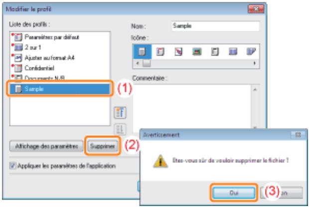 CANON LBP7018C - Supprimez un profil. - 1