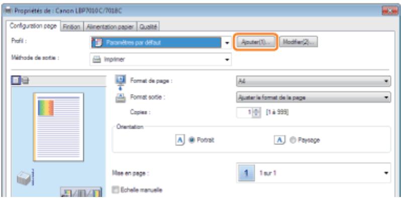 CANON LBP7018C - Options de paramètre non ajoutées à un "profil - 1