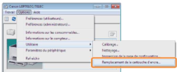 CANON LBP7018C - Lorsque vous mettez les cartouches d'encre en position de remplacement avec la touche [  ] (papier) de l'imprimante - 2