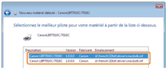 CANON LBP7018C - Si l'écran de choix du pilote d'imprimante s'affiche - 1