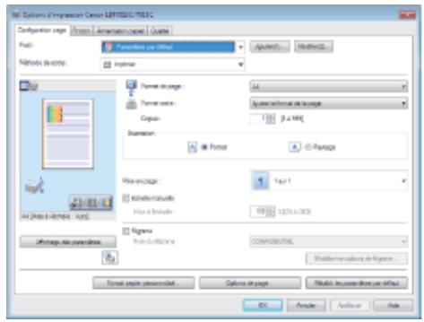 CANON LBP7018C - Modification des valeurs par défaut des options d'impression - 1