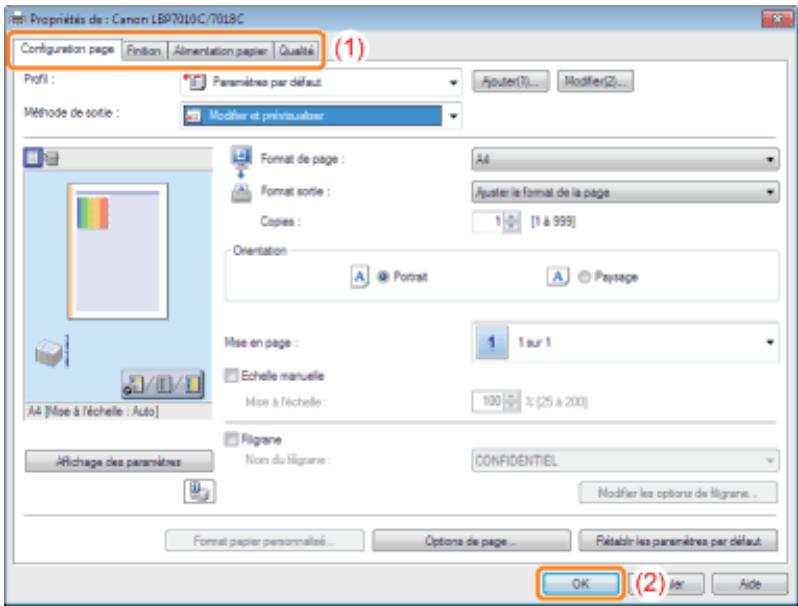 CANON LBP7018C - Configure les options d'impression. - 1