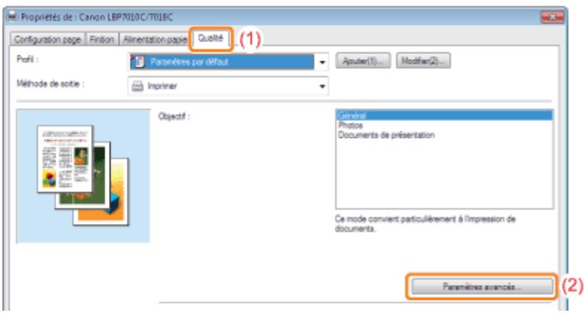 CANON LBP7018C - Exécution d'une impression spécifique pour des données d'impression particulières - 3