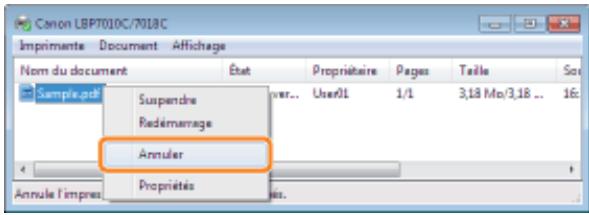 CANON LBP7018C - Affichage à partir du dossier des imprimantes - 2