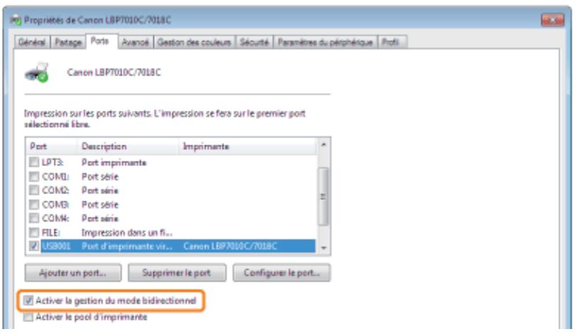 CANON LBP7018C - La communication bidirectionnelle est-elle activée ? - 1