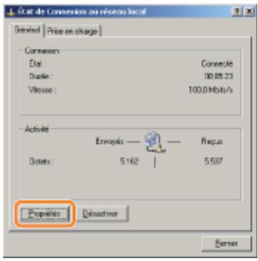 CANON LBP7018C - Ouvrez la boite de dialogue [propriétés de connexion au réseau local] - 2