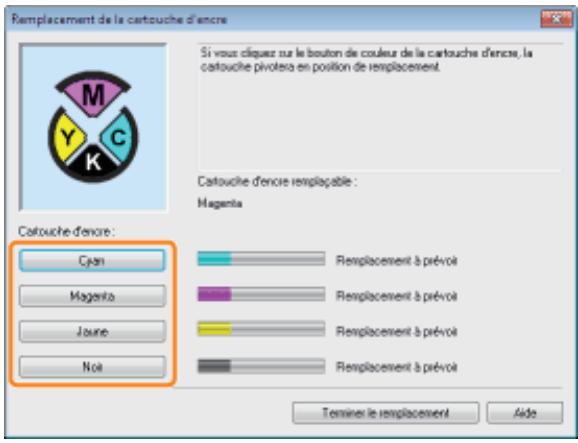 CANON LBP7018C - Cliquez sur le bouton pour que les couleurs voulues se mettent en position de remplacement. - 1