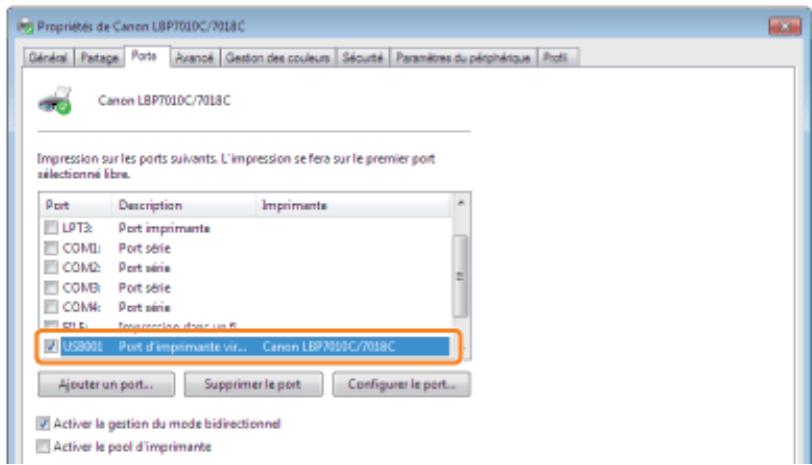 CANON LBP7018C - Le port à utiliser est-il correctement sélectionné ? - 1