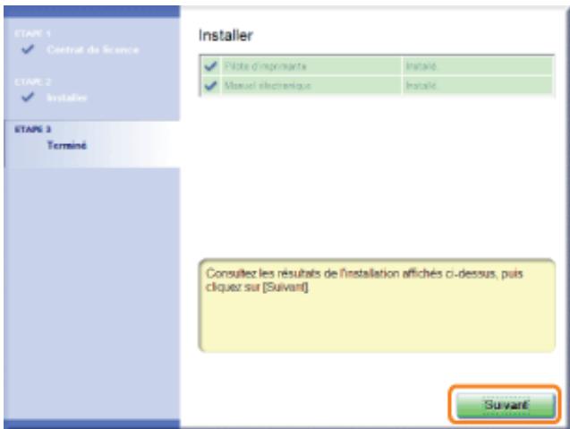 CANON LBP7018C - Vérifiez que [✔] apparaît sous [installer], puis cliquez sur [suivant]. - 1