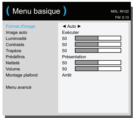 INFOCUS IN122 - Menu basique - 1