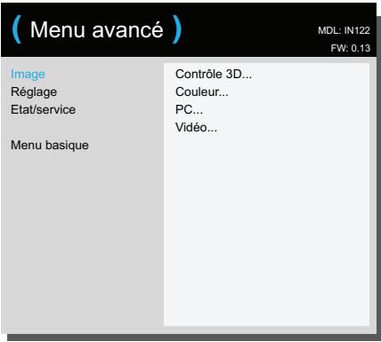 INFOCUS IN122 - Menu avancé - 1