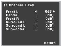 PIONEER VSX-330K - Régler le niveau de chaque canal à l'aide des touches - 1