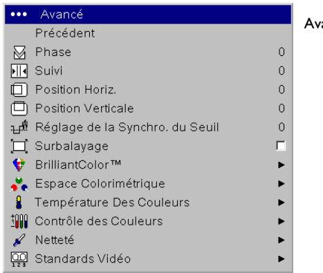 INFOCUS IN35 - Paramètres avancés - 1