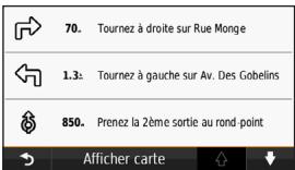 GARMIN NUVI 42 LM - Affichage de la liste des changements de direction - 1