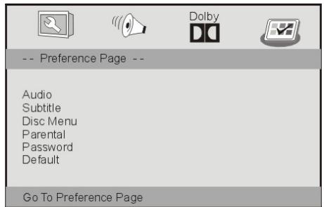 PROLINE DVDP761W - - Page de configuration des préférences (preference) - 1