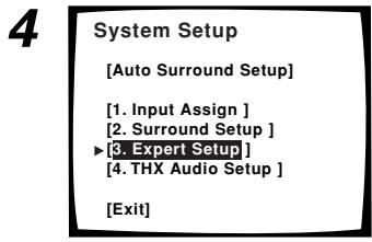 PIONEER VSA-AX10AI - Utilisation des touches ▲▼ pour sélectionner RETURN et appuyez à nouveau sur ENTER. utilisez ensuite les touches ▲▼ pour sélectionner EXIT et appuyez sur ENTER. - 3