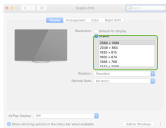 MOBILE PIXELS 101-1006P04 - Modifier les paramètres d'affichage pour ajuster la taille du contenu sous mac OS - 4
