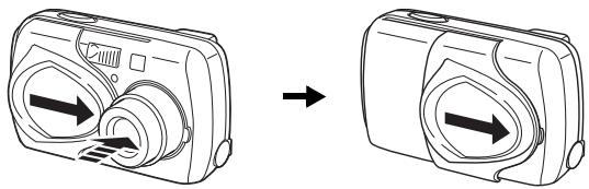OLYMPUS Stylus 300/400 - Power off: Close the lens barrier slightly until it almost touches the lens barrel. - 1