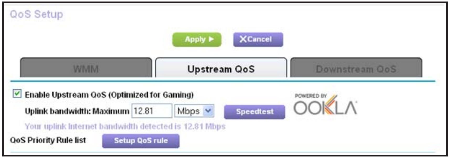 NETGEAR AC1900 NiGHTHAWK R7000 - Pour activer la fonction Upstream QoS (Qualité de service en émission) : - 1