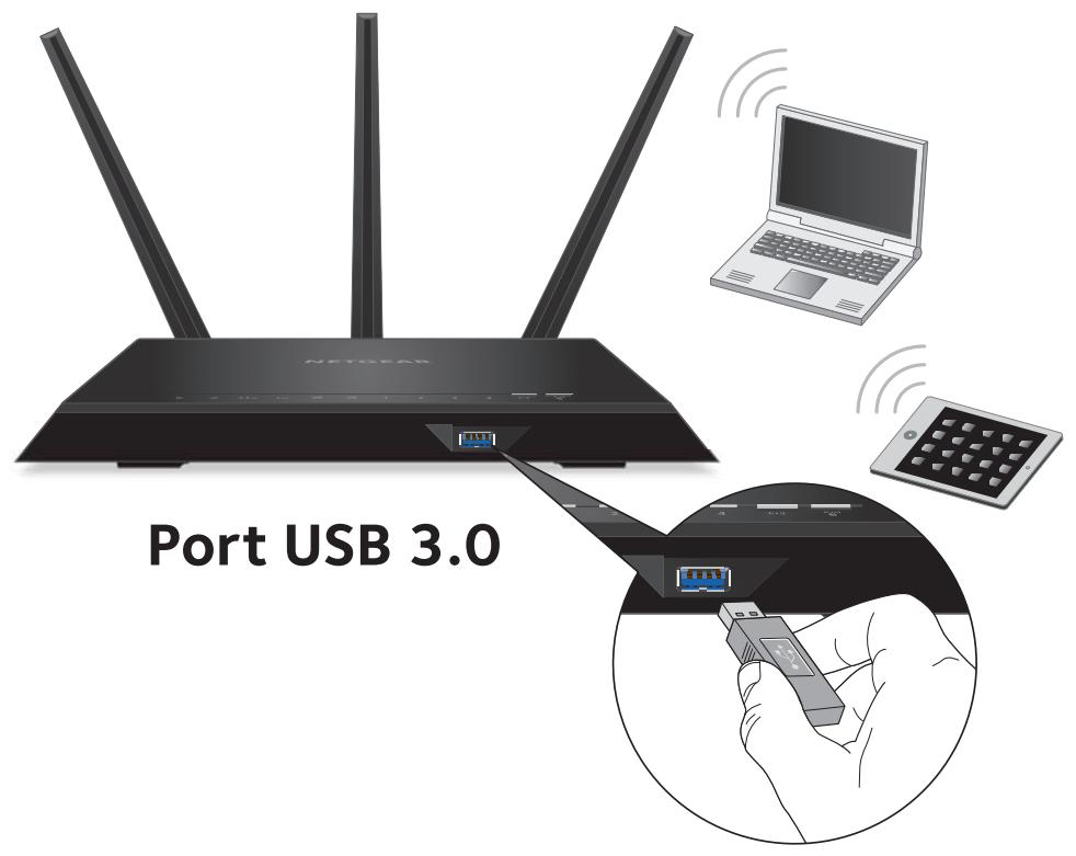 NETGEAR AC1900 NiGHTHAWK R7000 - Partage d'un lecteur USB sur le réseau - 1
