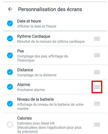 WITHINGS STEEL HR 36 mm - Modification de l'ordre d'affichage des écrans - 4