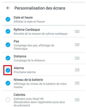 WITHINGS STEEL HR 36 mm - Modification de l'ordre d'affichage des écrans - 3