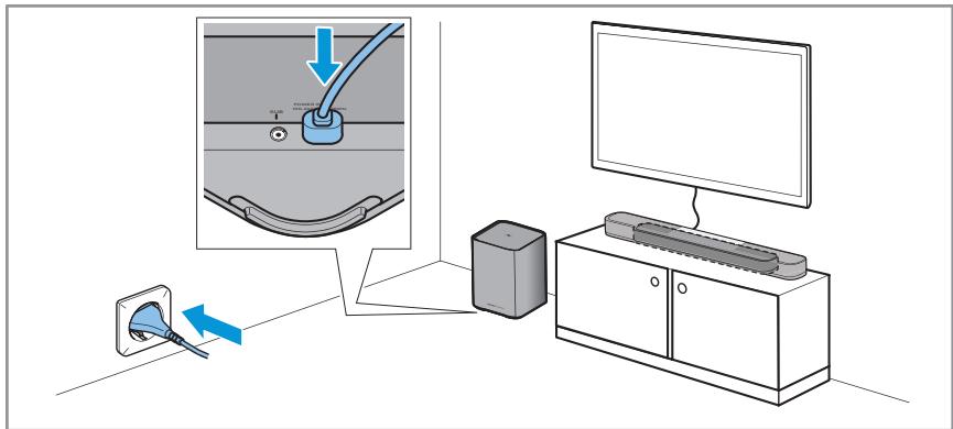 SENNHEISER Ambeo Soundbar - Installer un AMBEO sub optionnel et le brancher sur le secteur - 1