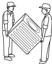 PANASONIC NA148VA2WFRBLANC - Le transport du lave-linge doit se faire par deux personnes ou plus. - 1