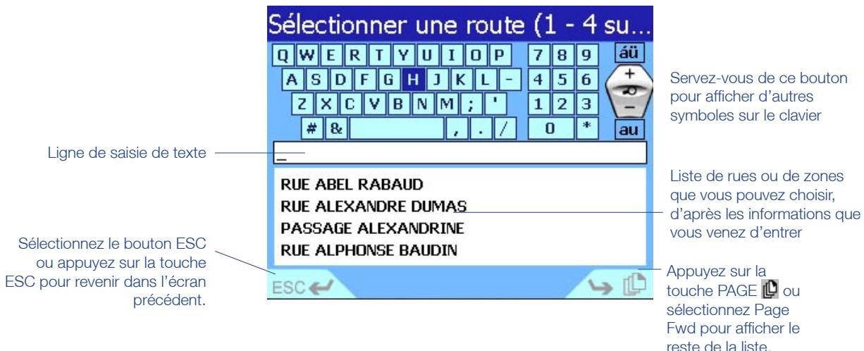 NAVMAN 630 - Saisie de texte à l'aide du clavier à l'écran - 1