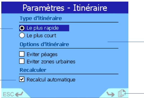 NAVMAN 630 - Déplacement dans les écrans de paramètres - 1