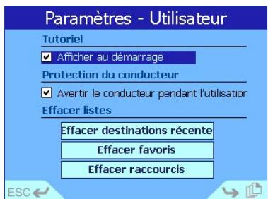 NAVMAN 630 - Paramètres d'utilisateur - 1