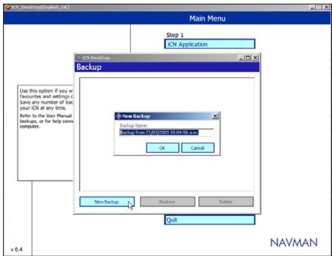 NAVMAN 630 - Paramètres du dispositif de sauvegarde - 1