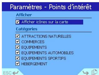 NAVMAN 630 - Paramètres des points d'intérêt - 1
